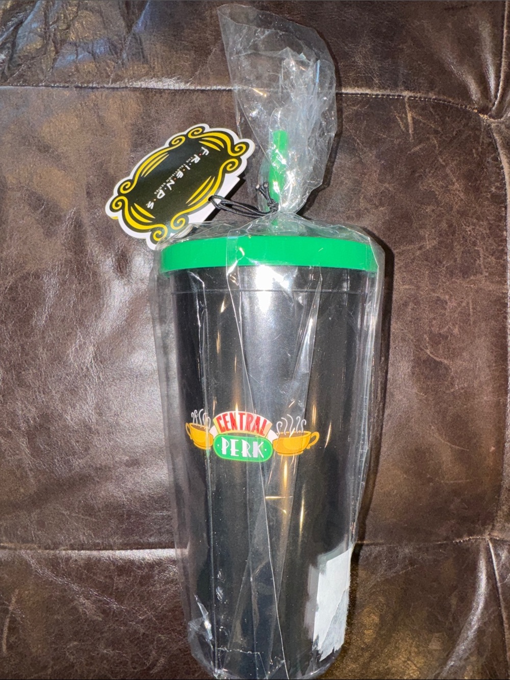 FRIENDS Central Perk Black Tumbler with Green Lid